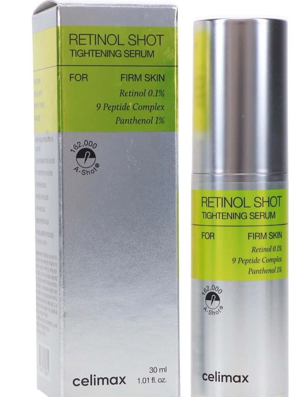 Celimax Retinol Shot Tightening Serum - Green & Silver